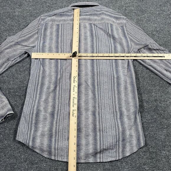 Armani Exchange AX Mens Large Slim Fit Shadow Striped Disco Club Button Shirt - Picture 7 of 8